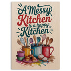 A Messy Happy Kitchen Wood Print by OnWood Australia
