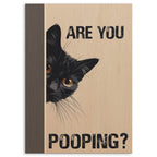 Are You Pooping Cat Wood Print by OnWood Australia