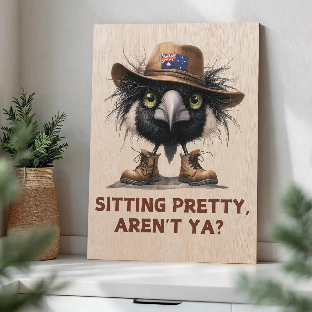 Aussie Magpie Bathroom Wood Print by OnWood Australia