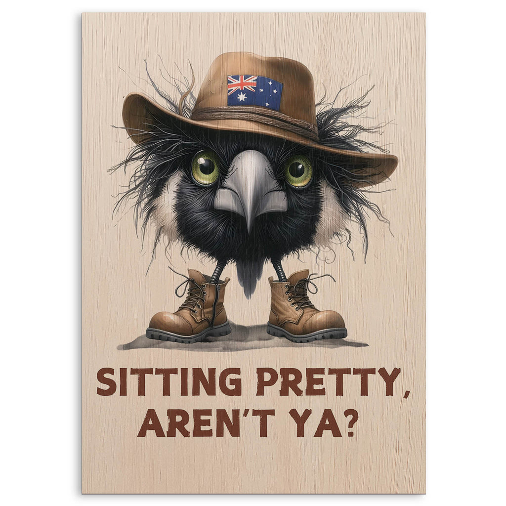 Aussie Magpie Bathroom Wood Print by OnWood Australia