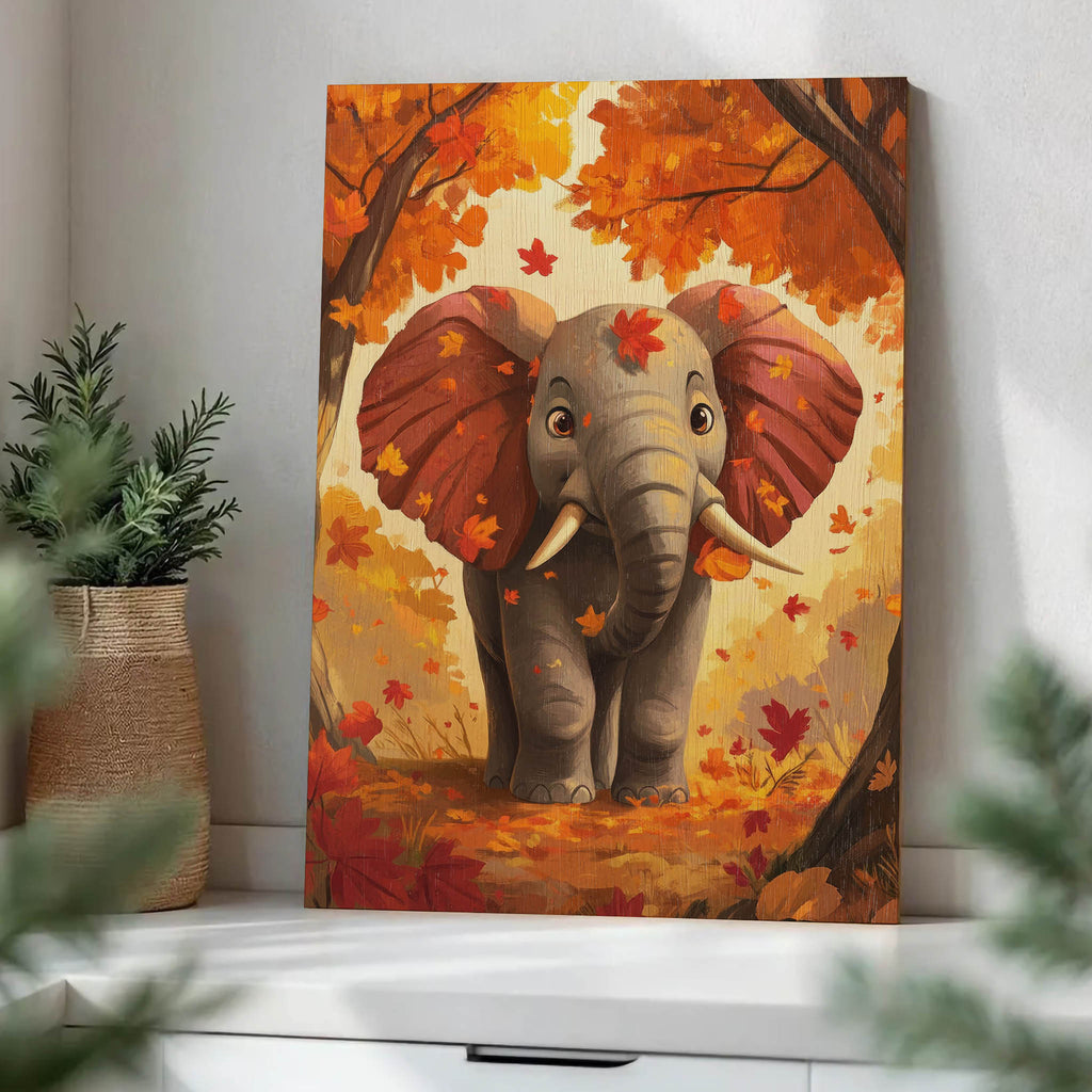 Autumn Elephant Wood Print by OnWood Australia