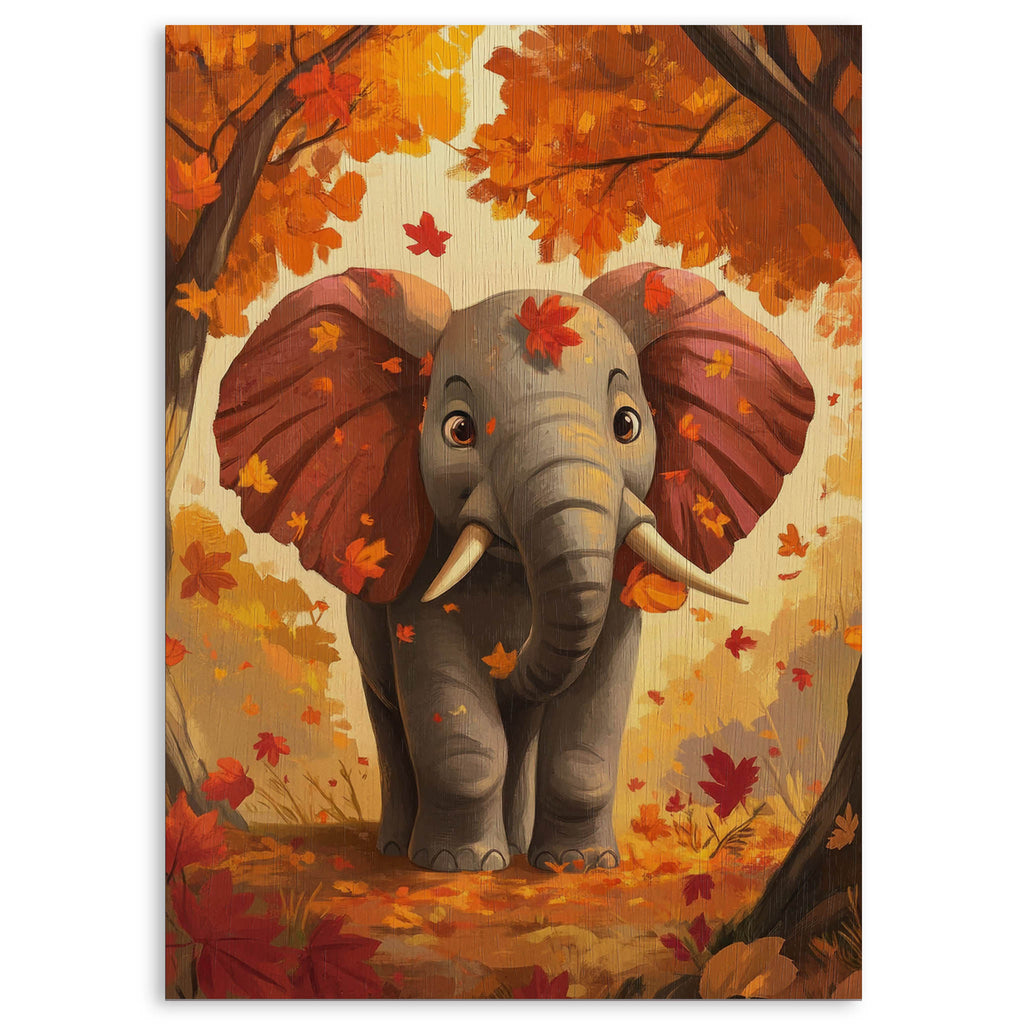 Autumn Elephant Wood Print by OnWood Australia