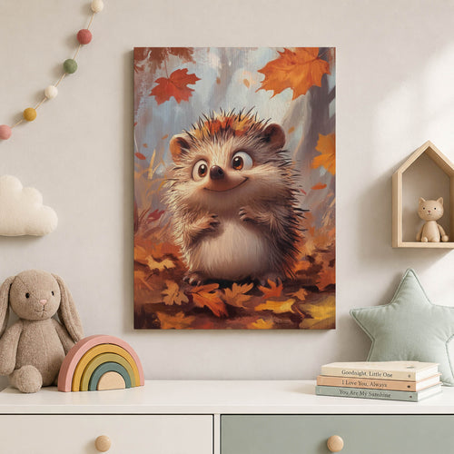 Autumn Hedgehog Wood Print by OnWood Australia