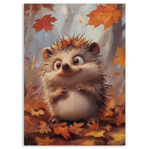 Autumn Hedgehog Wood Print by OnWood Australia