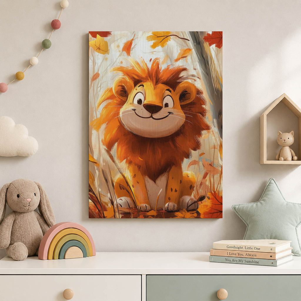 Autumn Lion Wood Print by OnWood Australia
