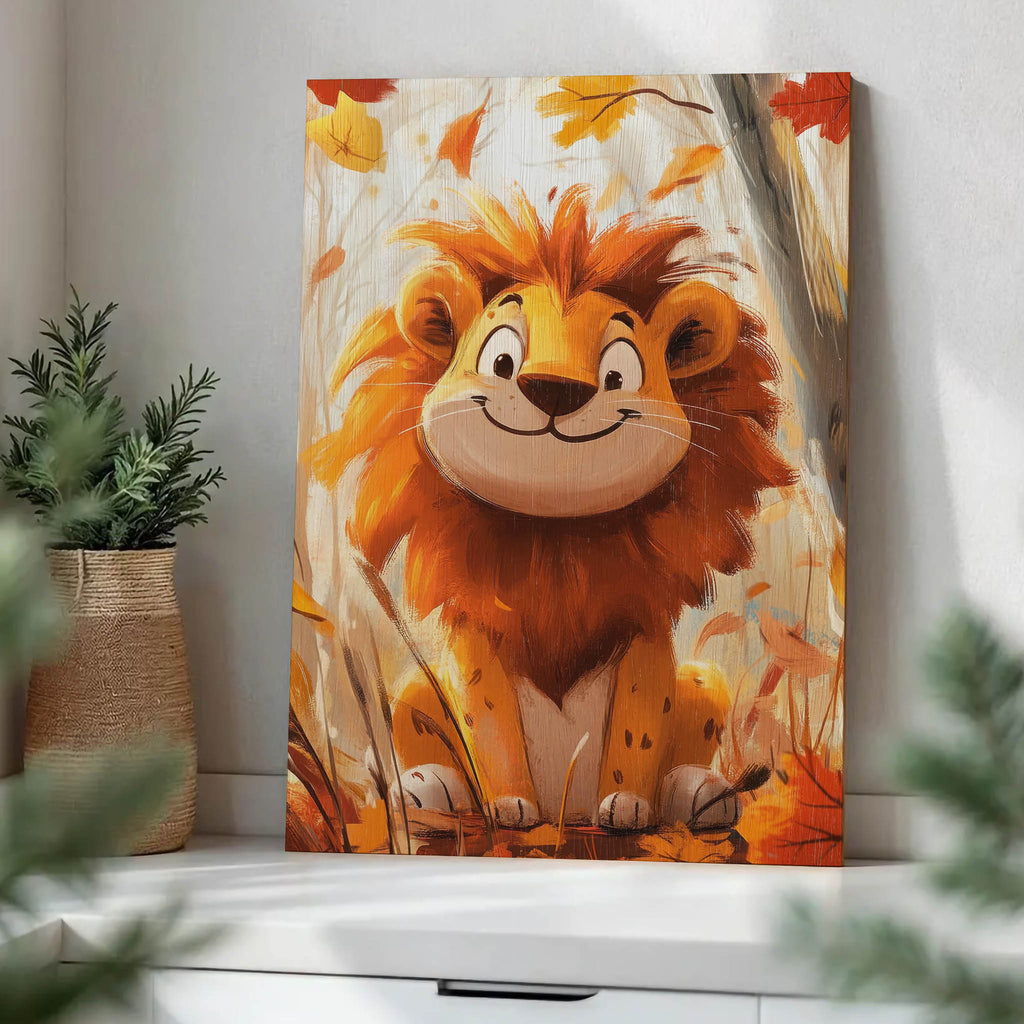 Autumn Lion Wood Print by OnWood Australia