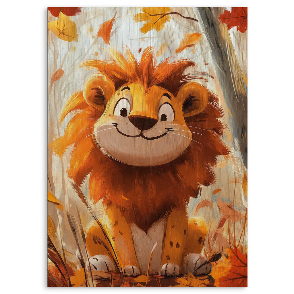 Autumn Lion Wood Print by OnWood Australia