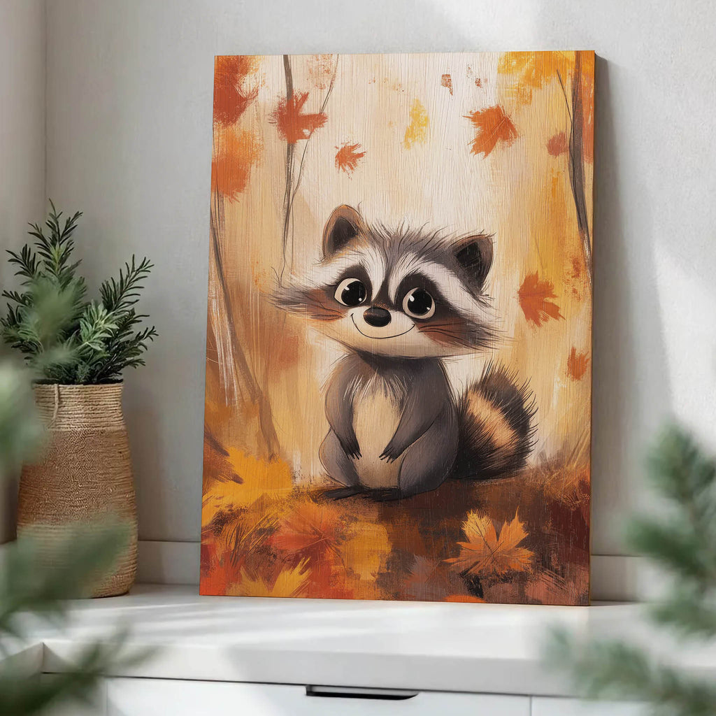 Autumn Raccoon Wood Print by OnWood Australia