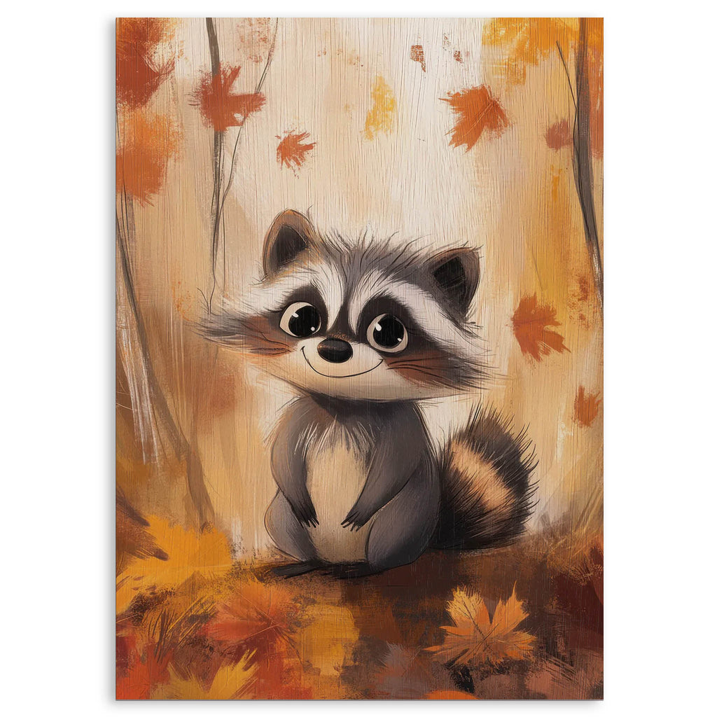 Autumn Raccoon Wood Print by OnWood Australia