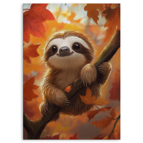 Autumn Sloth Wood Print by OnWood Australia