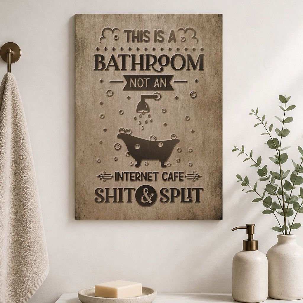 Bathroom Not Internet Cafe Wood Print by OnWood Australia