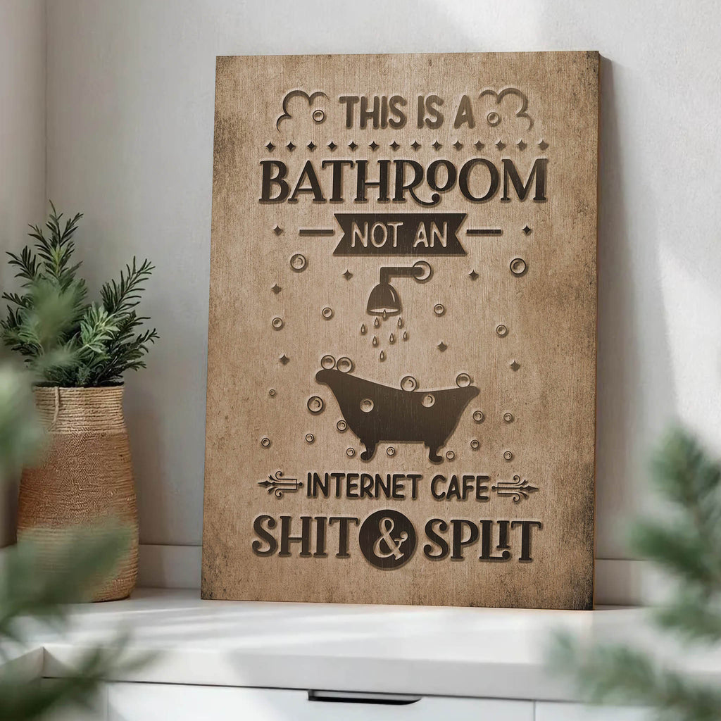 Bathroom Not Internet Cafe Wood Print by OnWood Australia