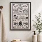 Bathroom Rules Wood Print by OnWood Australia