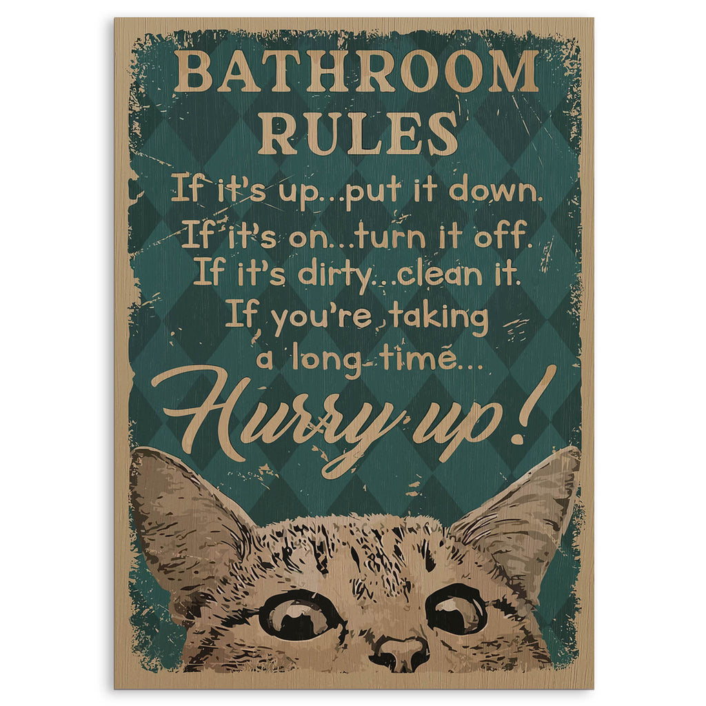 Bathroom Rules Wood Print by OnWood Australia