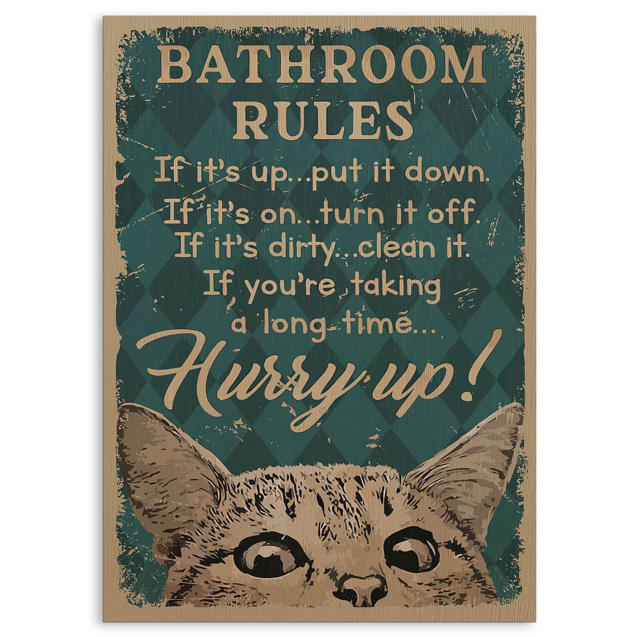 Bathroom Rules Wood Print by OnWood Australia