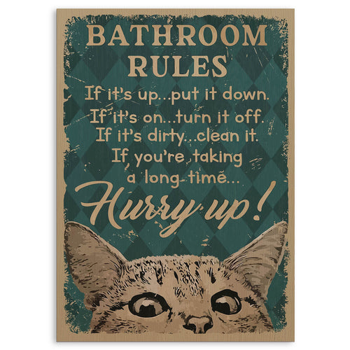 Bathroom Rules Wood Print by OnWood Australia