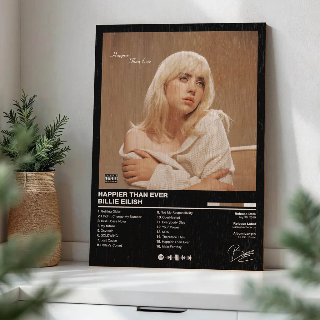 Billie Eilish Happier Than Ever Wood Print by OnWood Australia