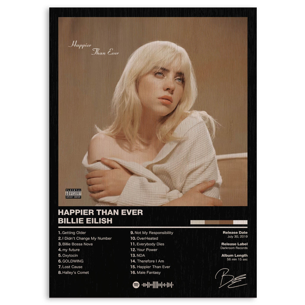 Billie Eilish Happier Than Ever Wood Print by OnWood Australia