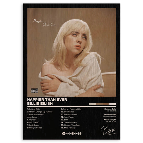 Billie Eilish Happier Than Ever Wood Print by OnWood Australia