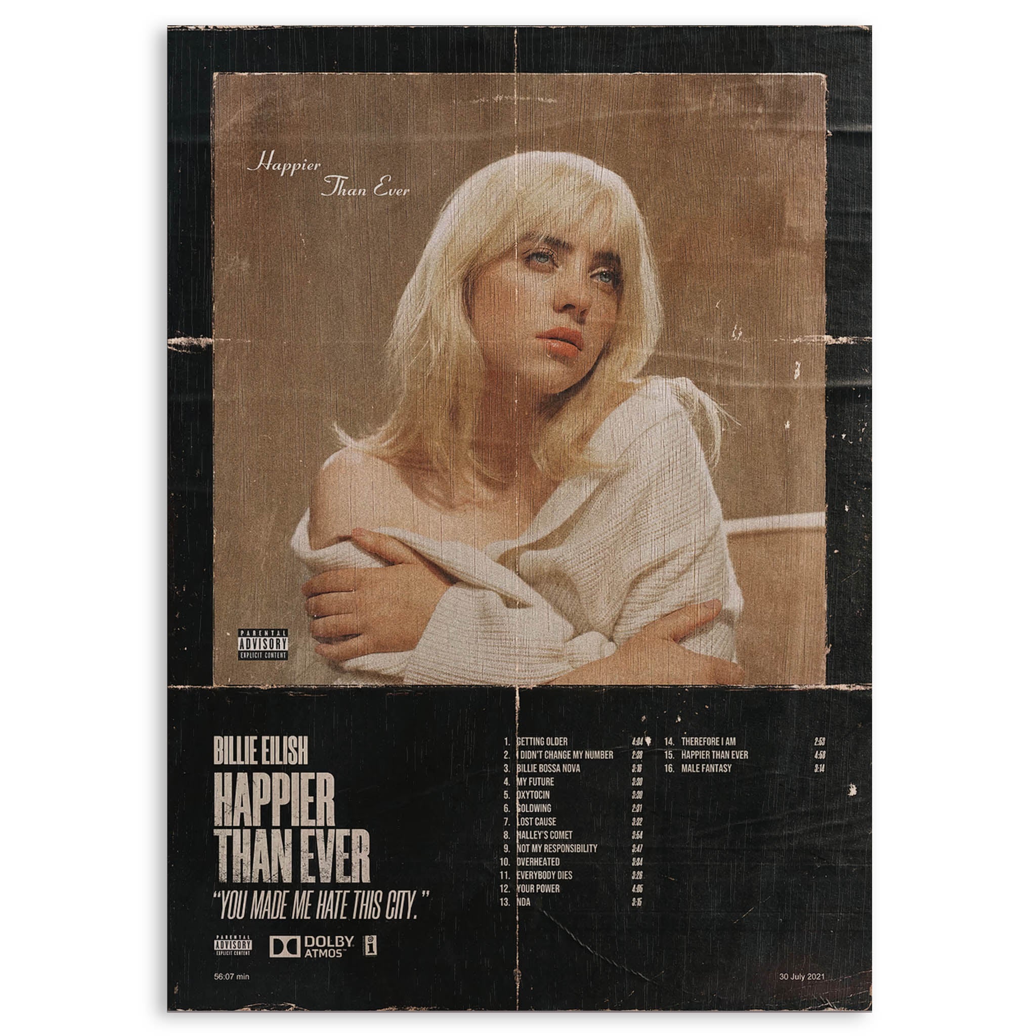 Billie Eilish Wood Print by OnWood Australia