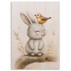 Bunny and Birdie Wood Print by OnWood Australia