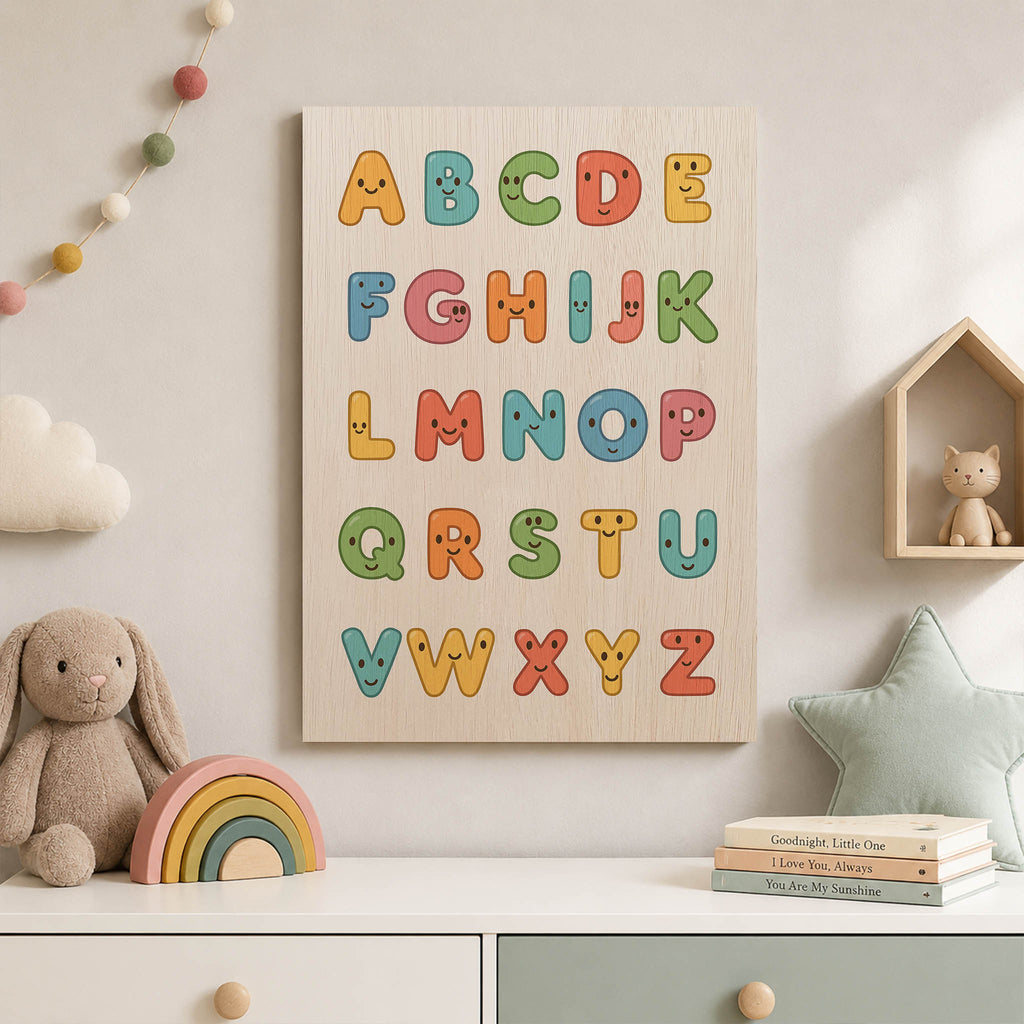Cartoon Alphabet Wood Print by OnWood Australia