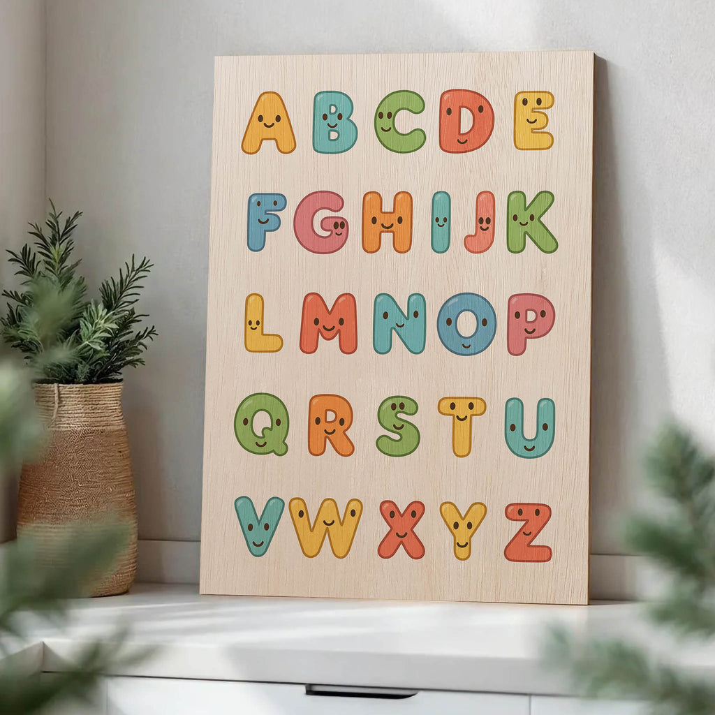 Cartoon Alphabet Wood Print by OnWood Australia
