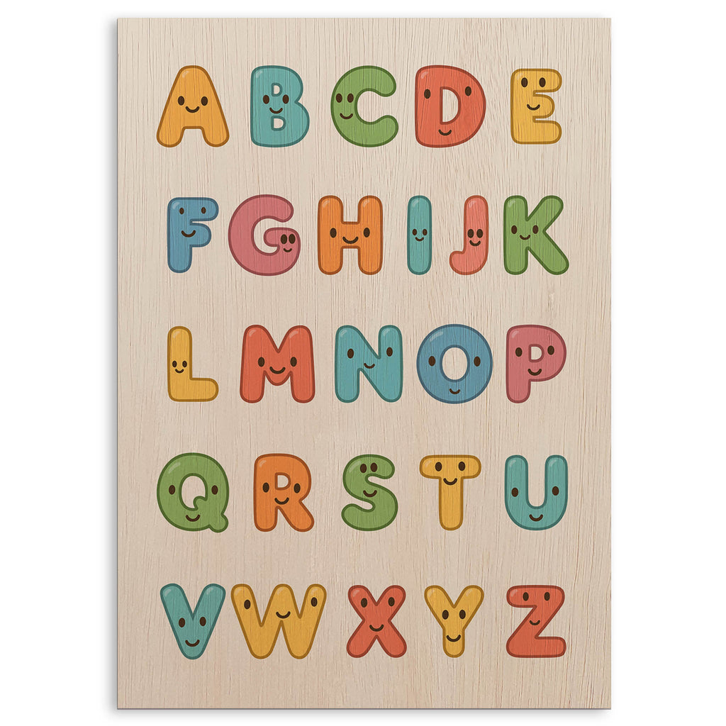 Cartoon Alphabet Wood Print by OnWood Australia