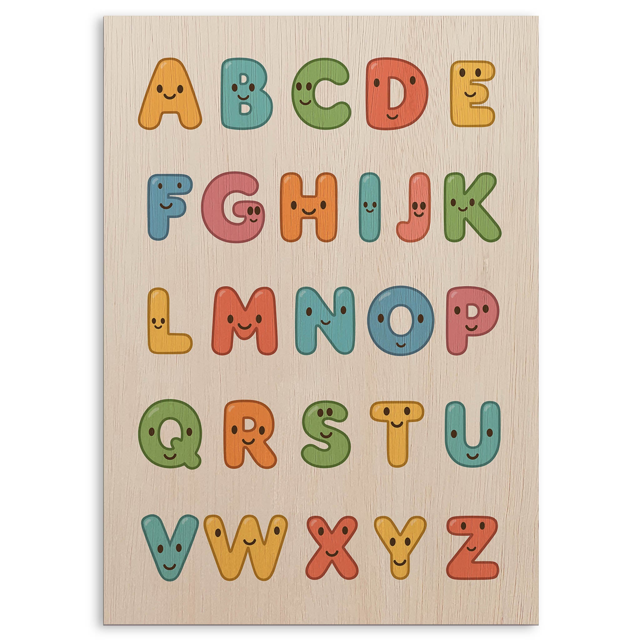Cartoon Alphabet Wood Print by OnWood Australia
