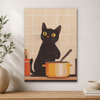 Cat Cooking Wood Print by OnWood Australia