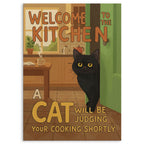 Cat Judges Cooking Wood Print by OnWood Australia