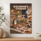 Chaotic Kitchen Cats Wood Print by OnWood Australia