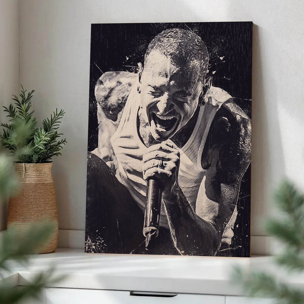 Chester Bennington Wood Print by OnWood Australia