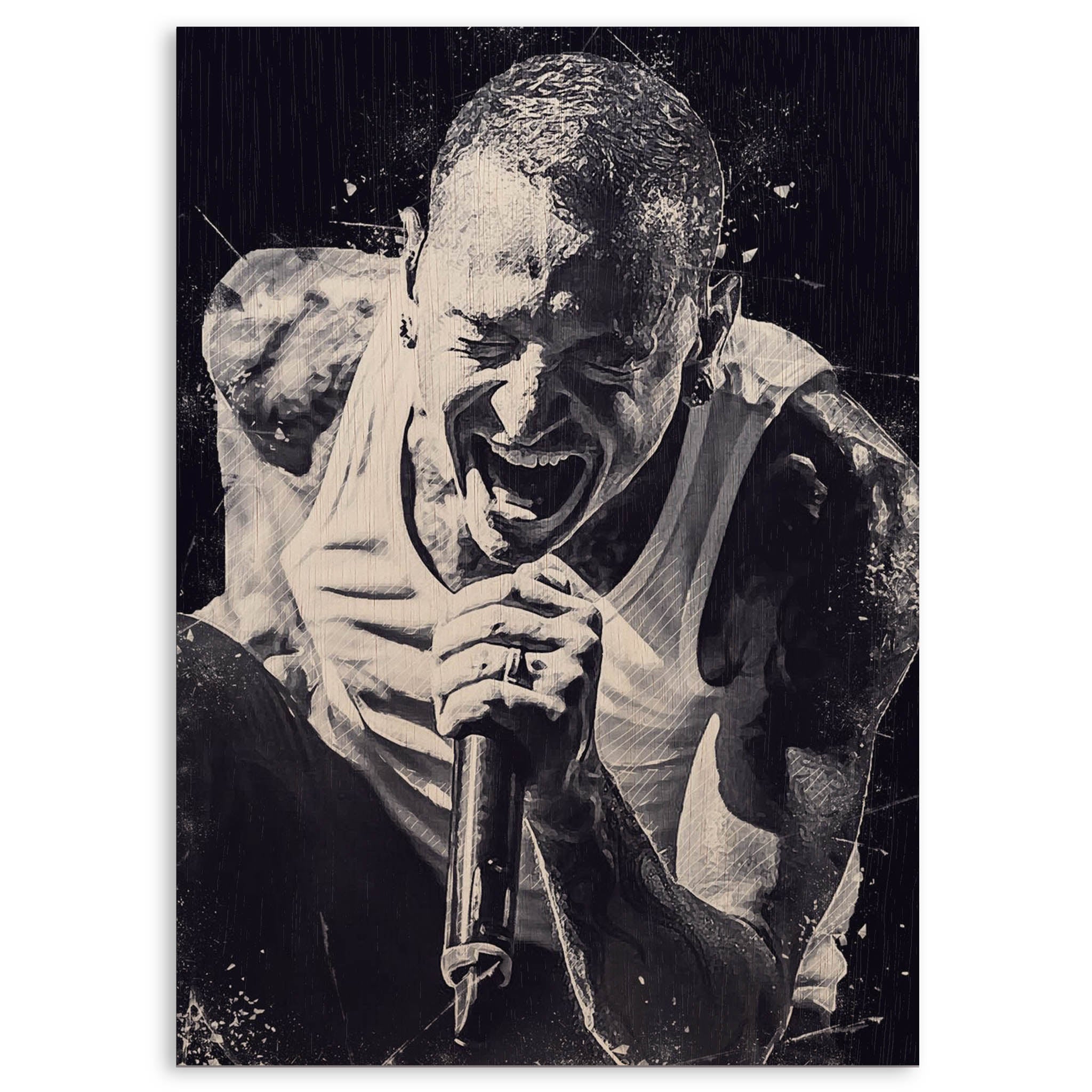 Chester Bennington Wood Print by OnWood Australia