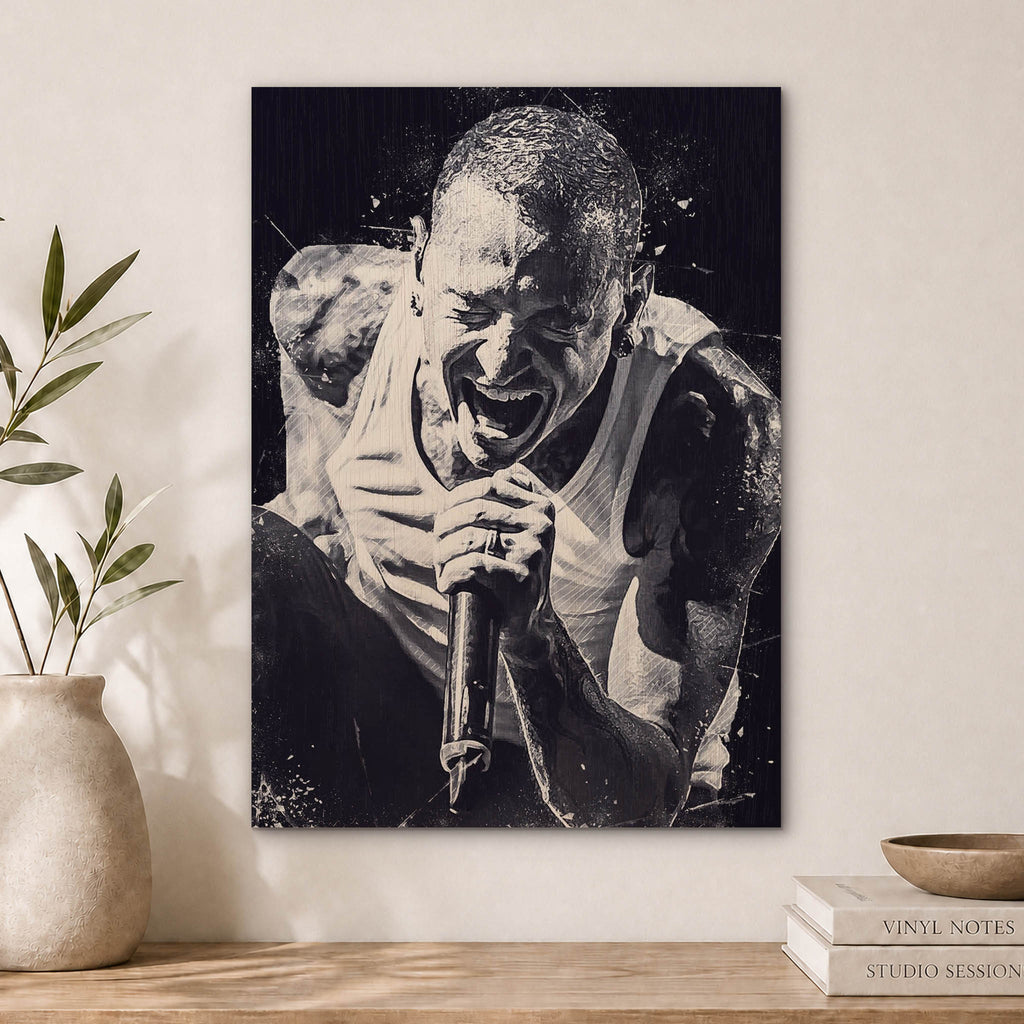 Chester Bennington Wood Print by OnWood Australia