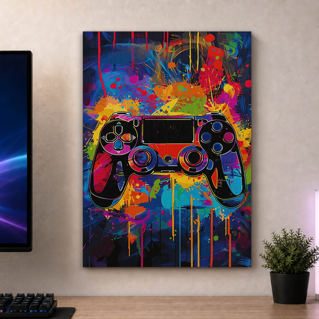 Colorful Gaming Controller Wood Print by OnWood Australia
