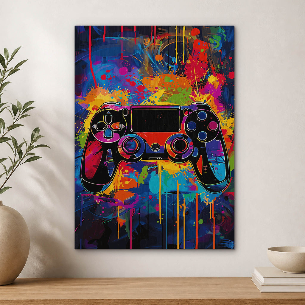 Colorful Gaming Controller Wood Print by OnWood Australia