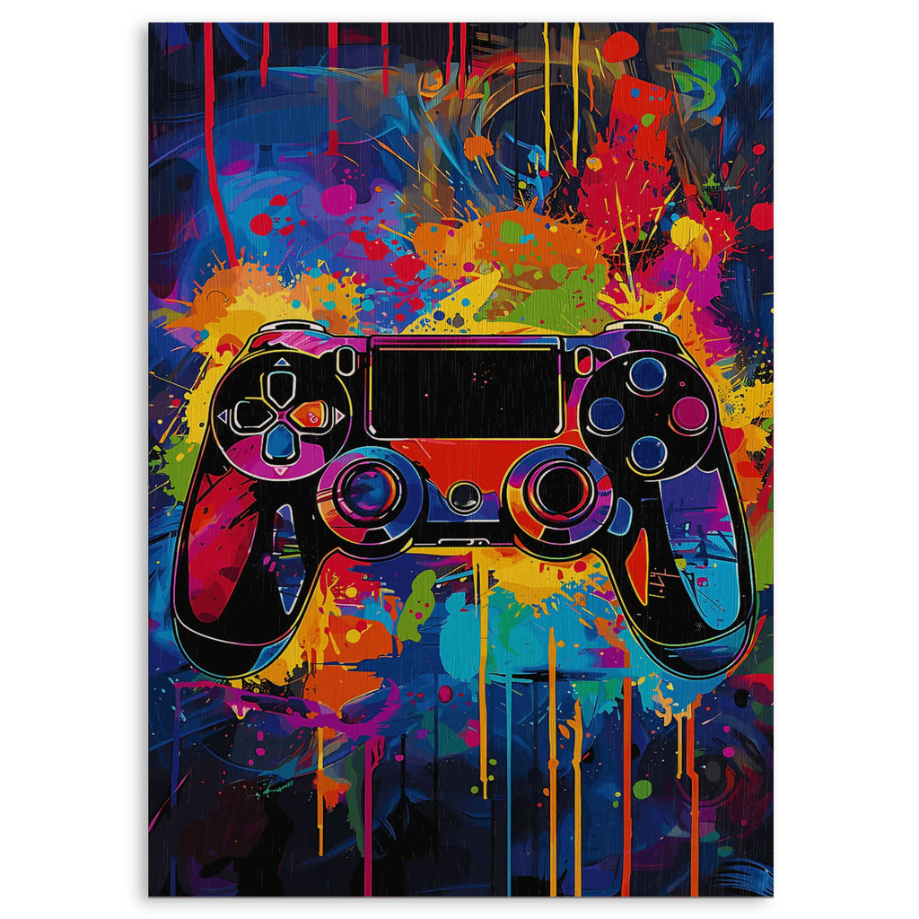 Colorful Gaming Controller Wood Print by OnWood Australia