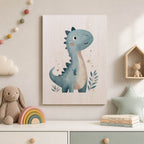 Cute Blue Dinosaur Wood Print by OnWood Australia