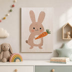 Cute Bunny with Carrot Wood Print by OnWood Australia