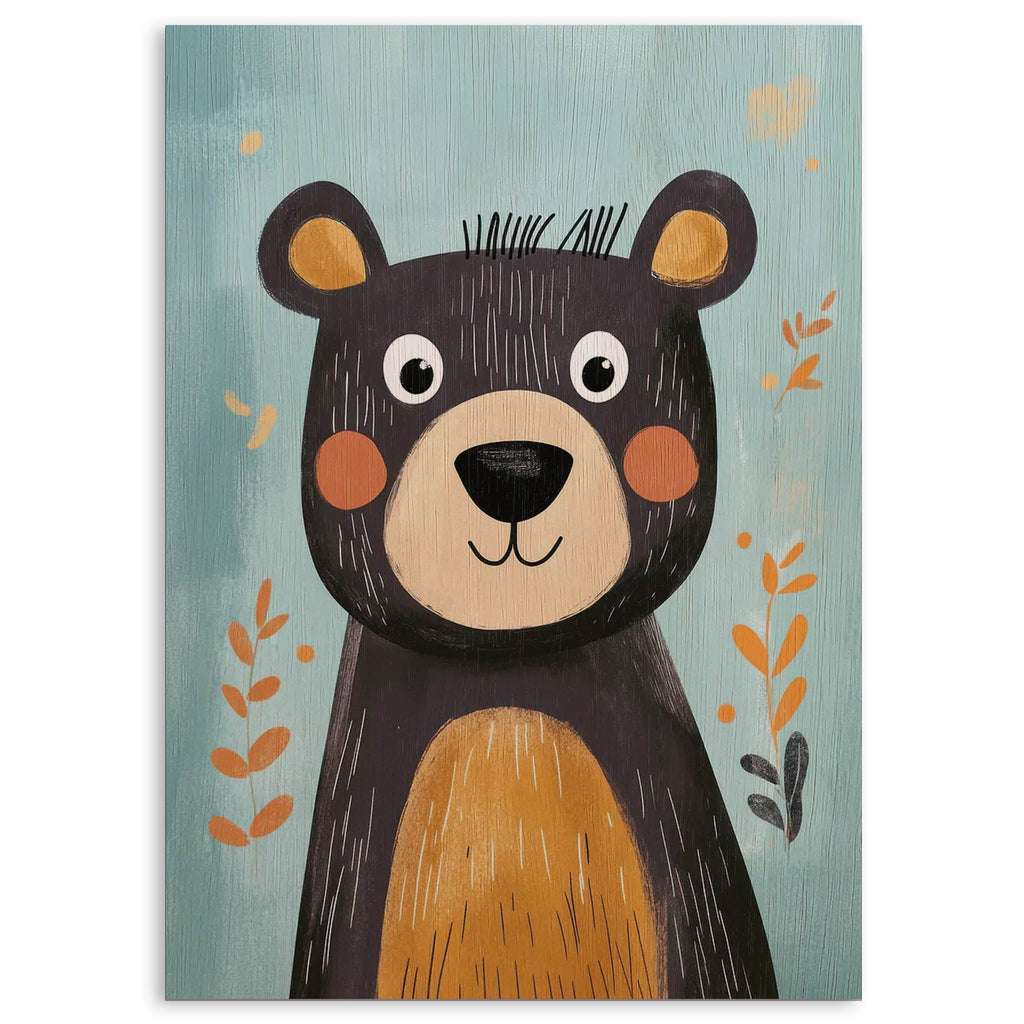 Cute Cartoon Bear Wood Print by OnWood Australia