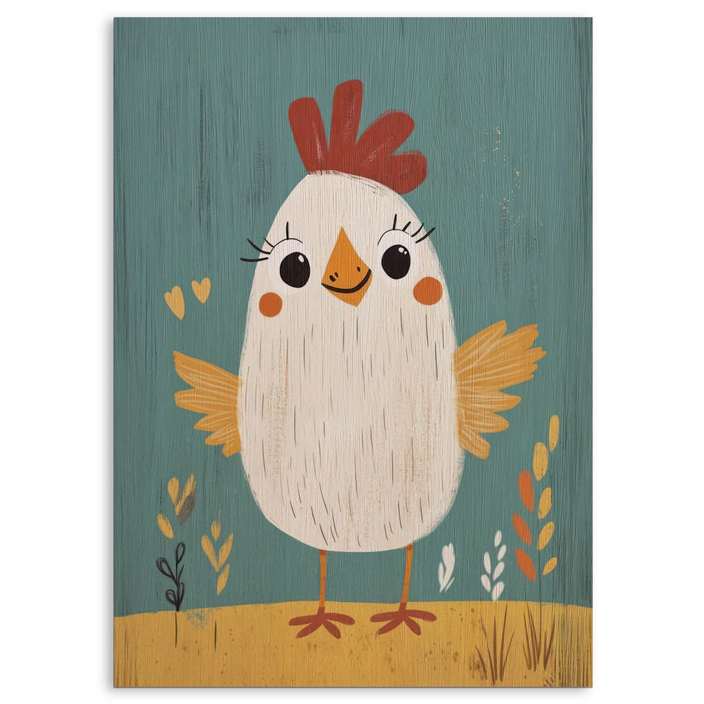 Cute Cartoon Chicken Wood Print by OnWood Australia