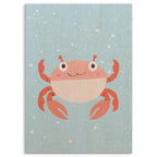 Cute Cartoon Crab Wood Print by OnWood Australia