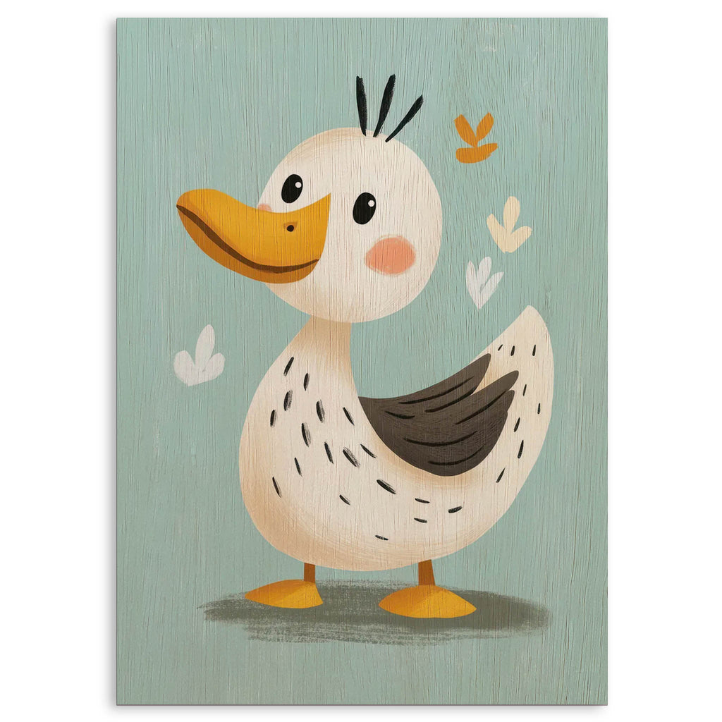 Cute Cartoon Duck Wood Print by OnWood Australia