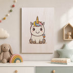 Cute Cartoon Unicorn Wood Print by OnWood Australia