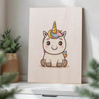 Cute Cartoon Unicorn Wood Print by OnWood Australia