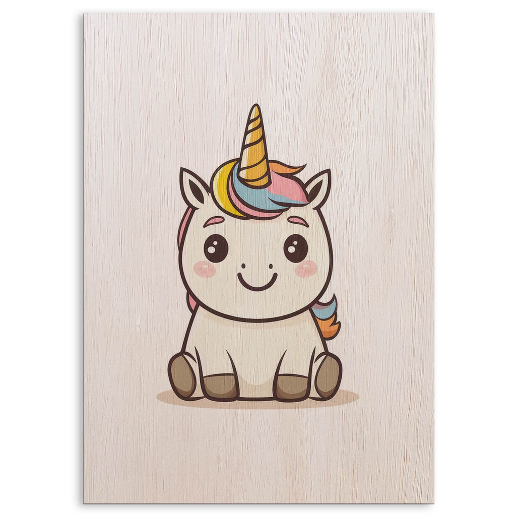 Cute Cartoon Unicorn Wood Print by OnWood Australia