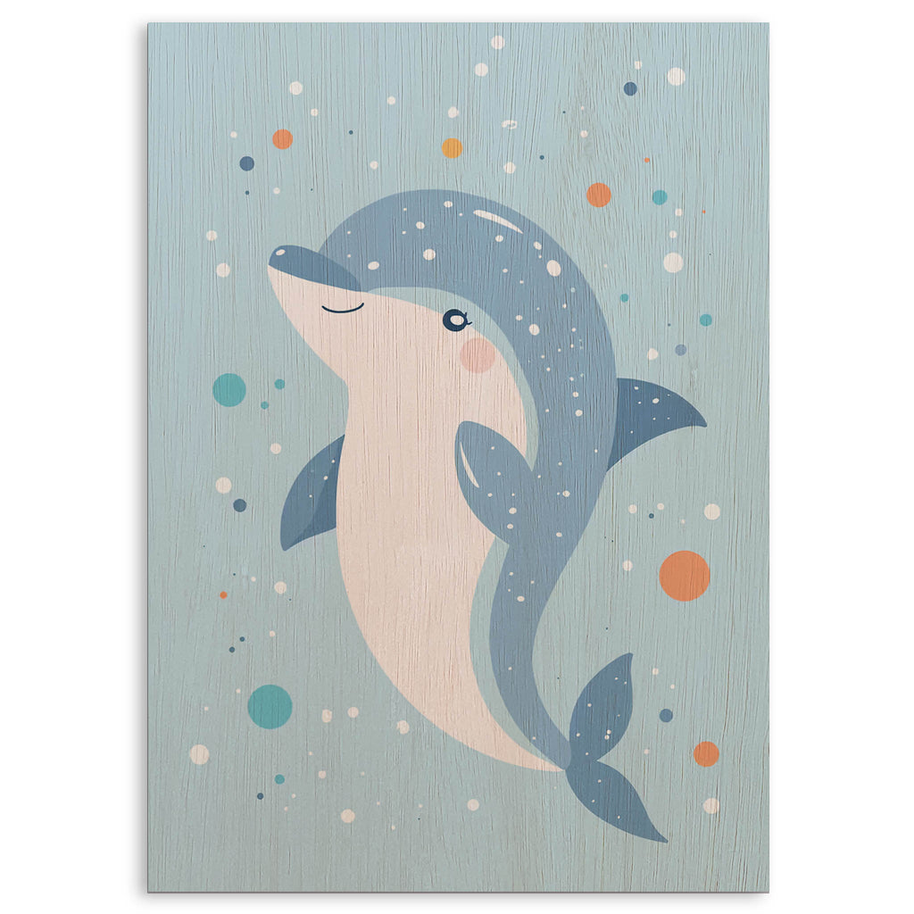 Cute Dolphin Wood Print by OnWood Australia