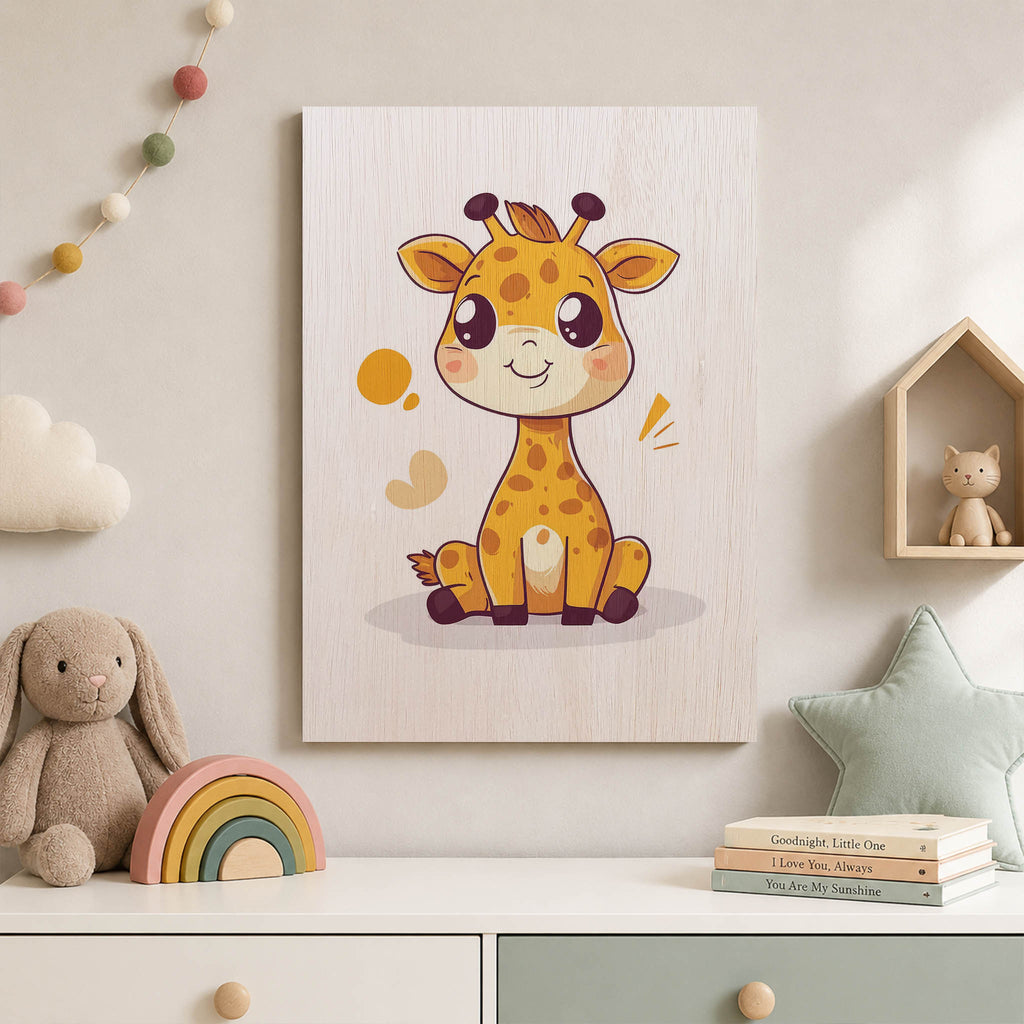 Cute Giraffe Wood Print by OnWood Australia