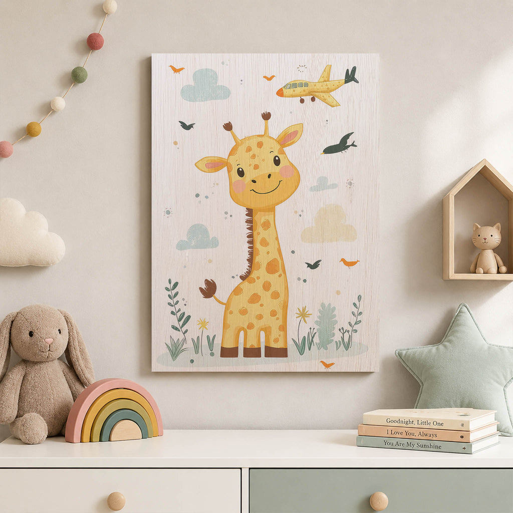 Cute Giraffe Wood Print by OnWood Australia